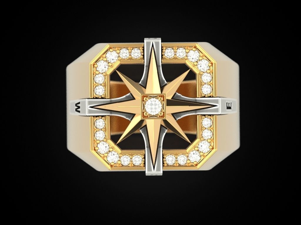 Wind rose ring compass 2 3D print model_15