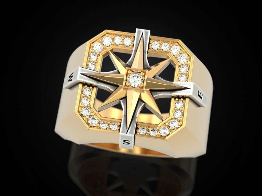 Wind rose ring compass 2 3D print model_12