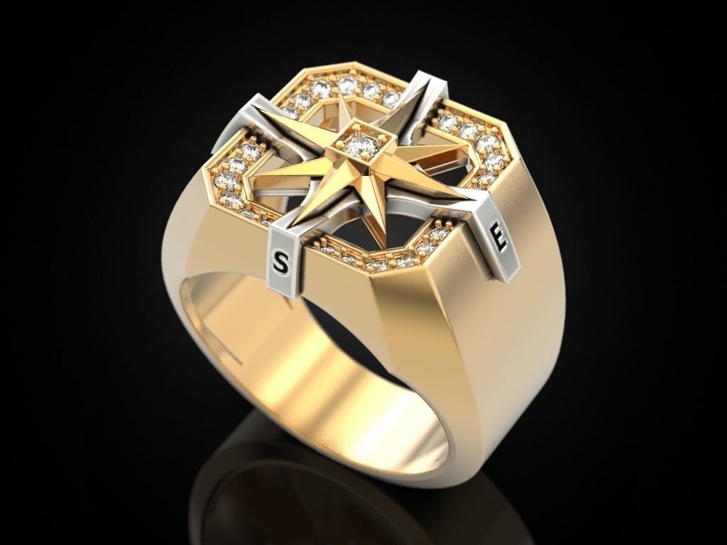 Wind rose ring compass 2 3D print model_11