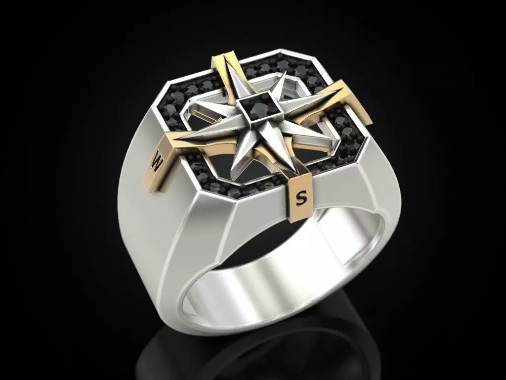 Wind rose ring compass 2 3D print model_0