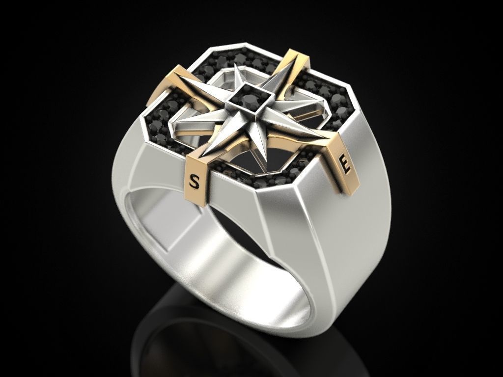 Wind rose ring compass 2 3D print model_2