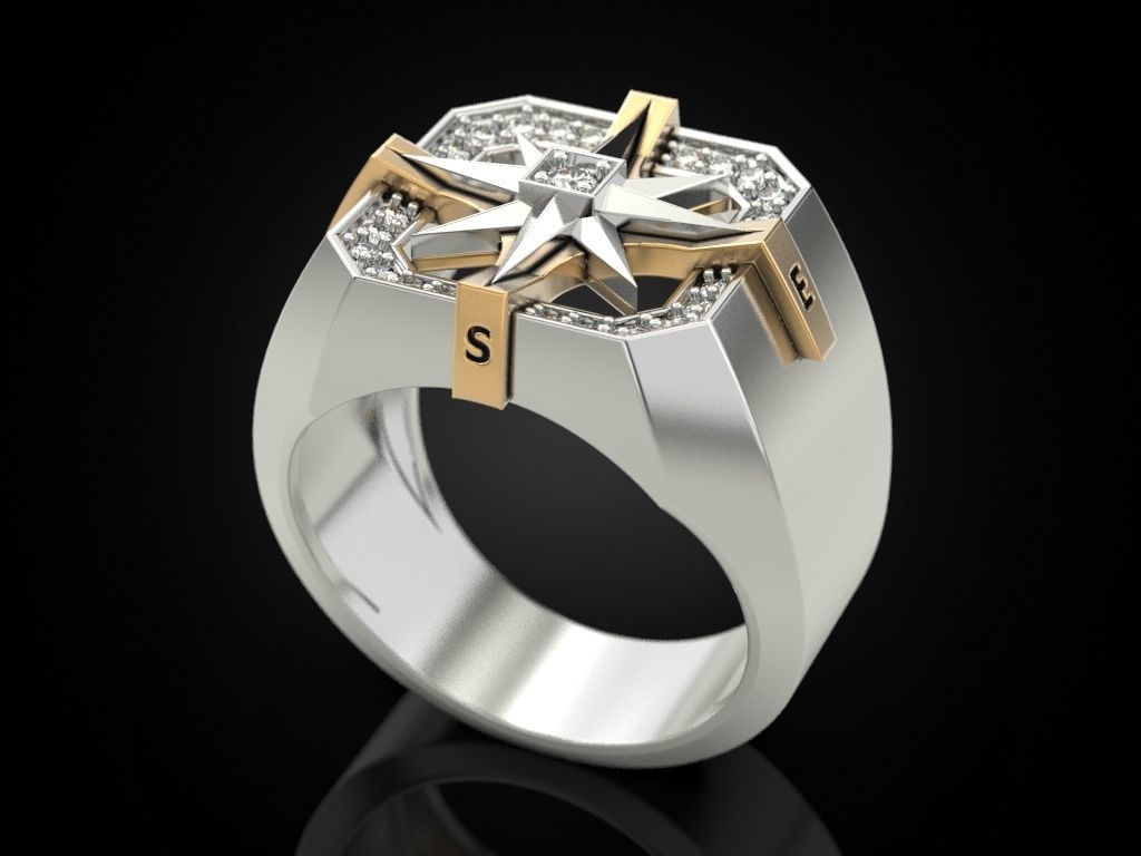 Wind rose ring compass 2 3D print model_21