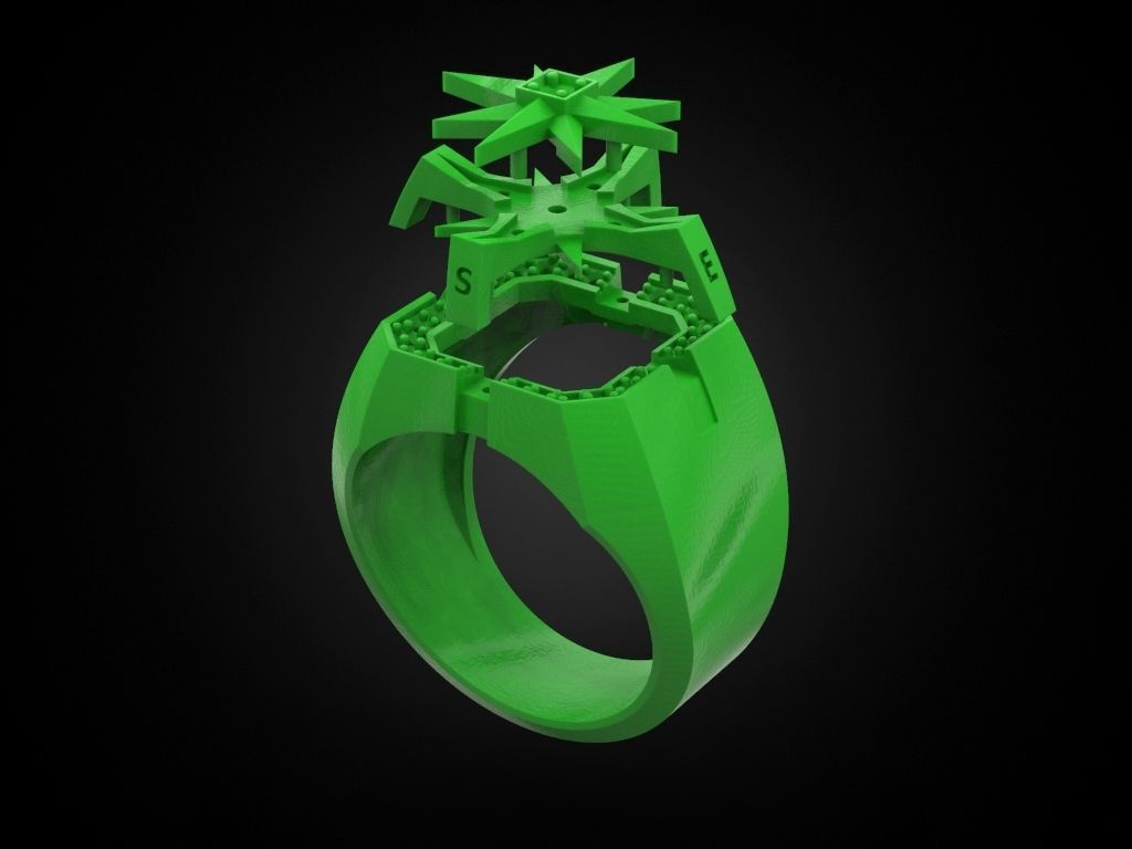 Wind rose ring compass 2 3D print model_8