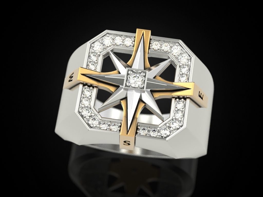 Wind rose ring compass 2 3D print model_20