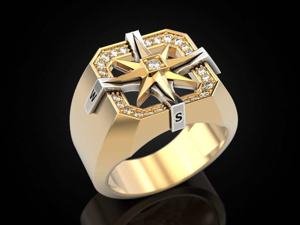 Wind rose ring compass 2 3D print model_14