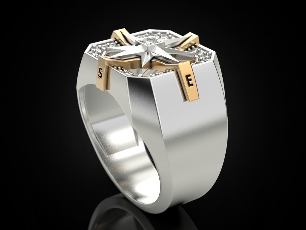 Wind rose ring compass 2 3D print model_24