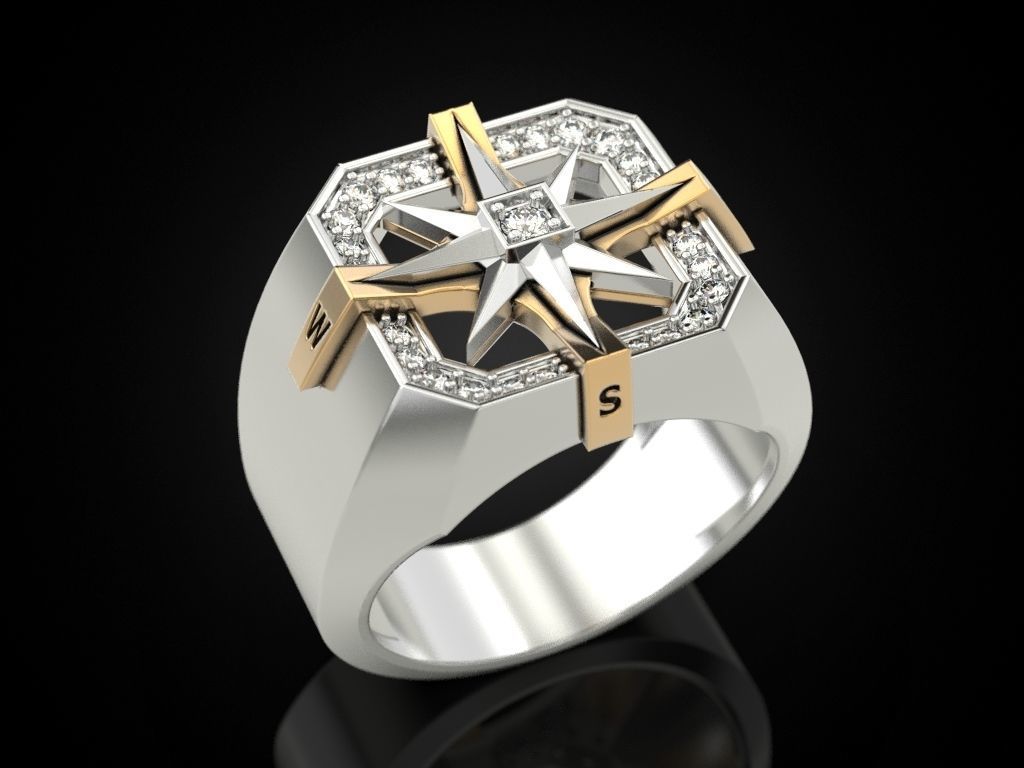 Wind rose ring compass 2 3D print model_22