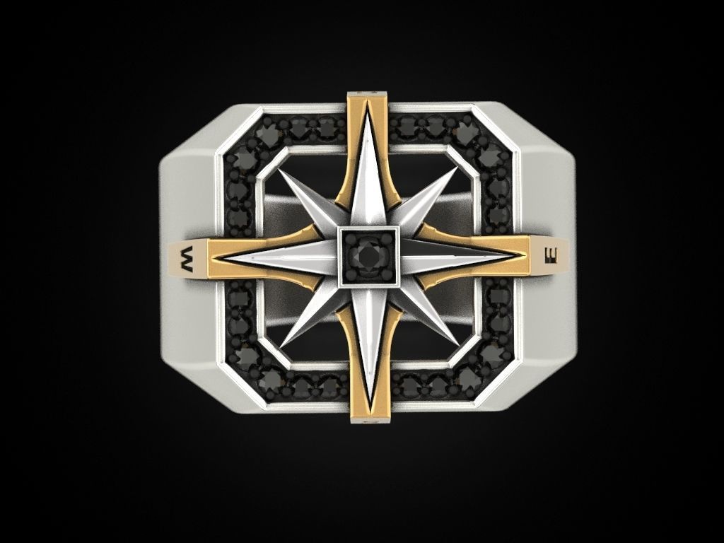 Wind rose ring compass 2 3D print model_5