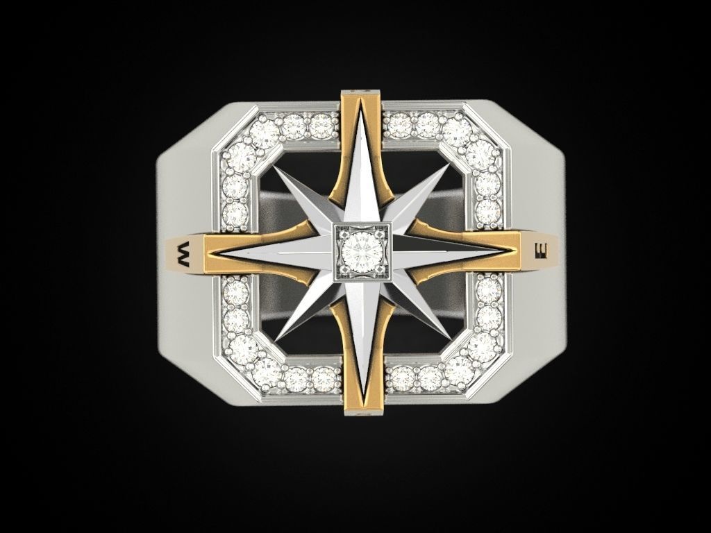 Wind rose ring compass 2 3D print model_23