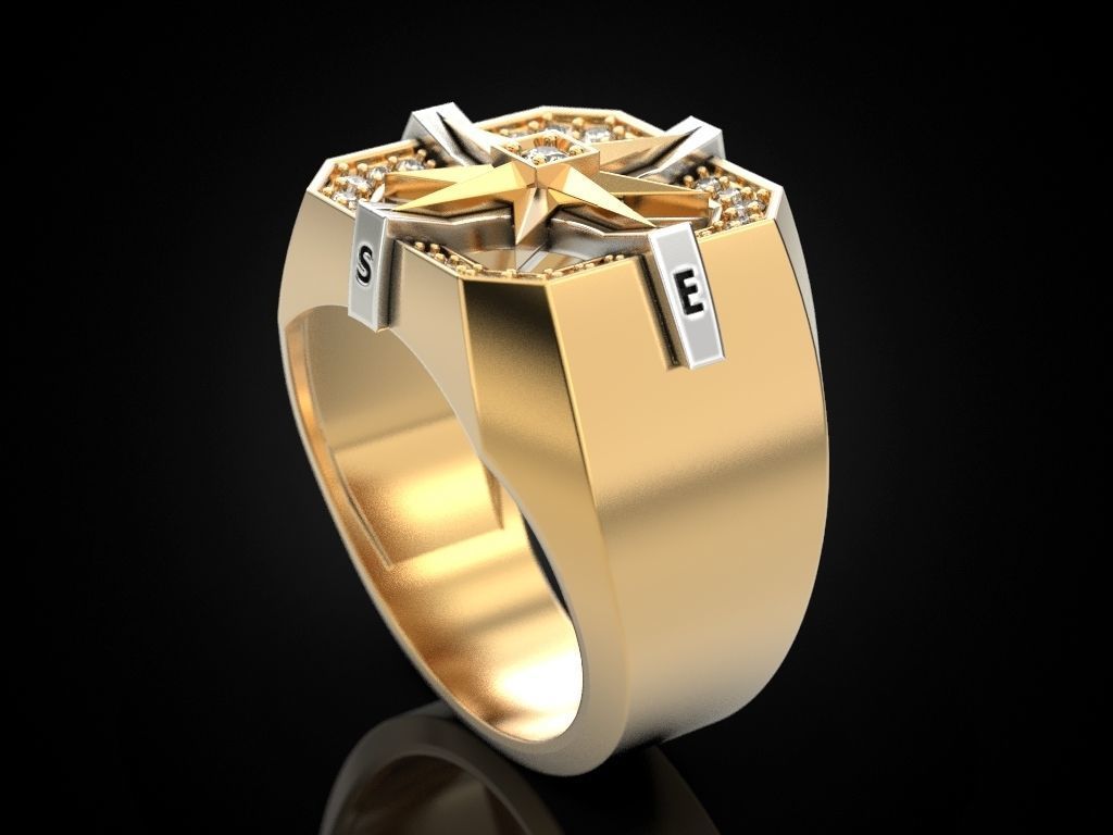 Wind rose ring compass 2 3D print model_16