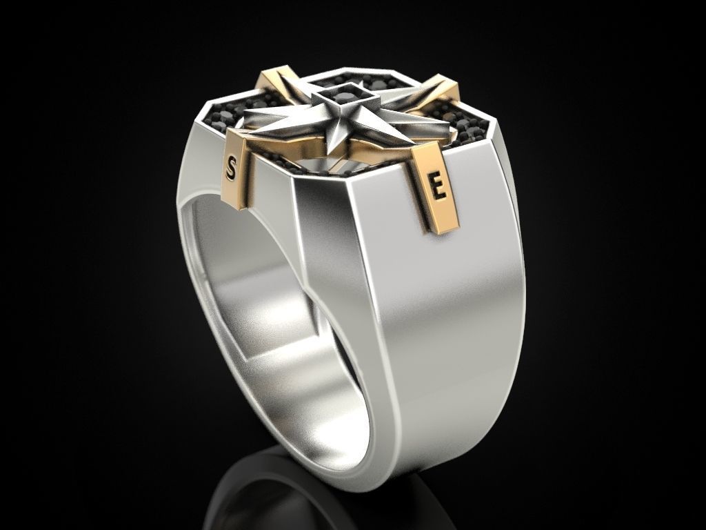 Wind rose ring compass 2 3D print model_4