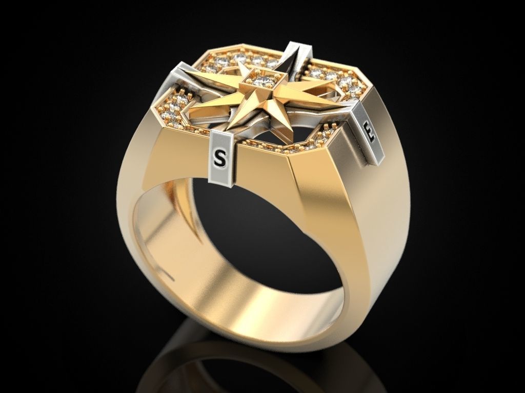 Wind rose ring compass 2 3D print model_13