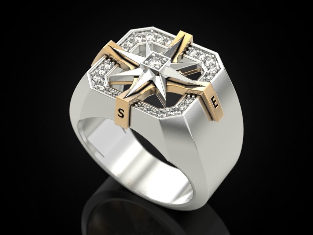 Wind rose ring compass 2 3D print model_19