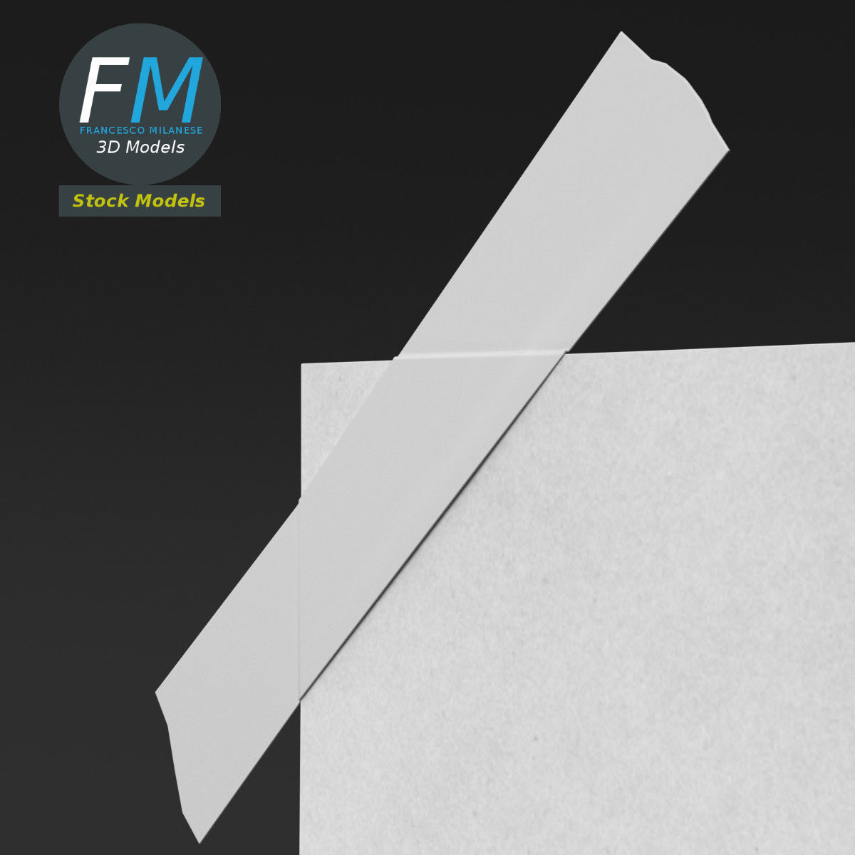 Poster mockup with sticky tape 3D model_5