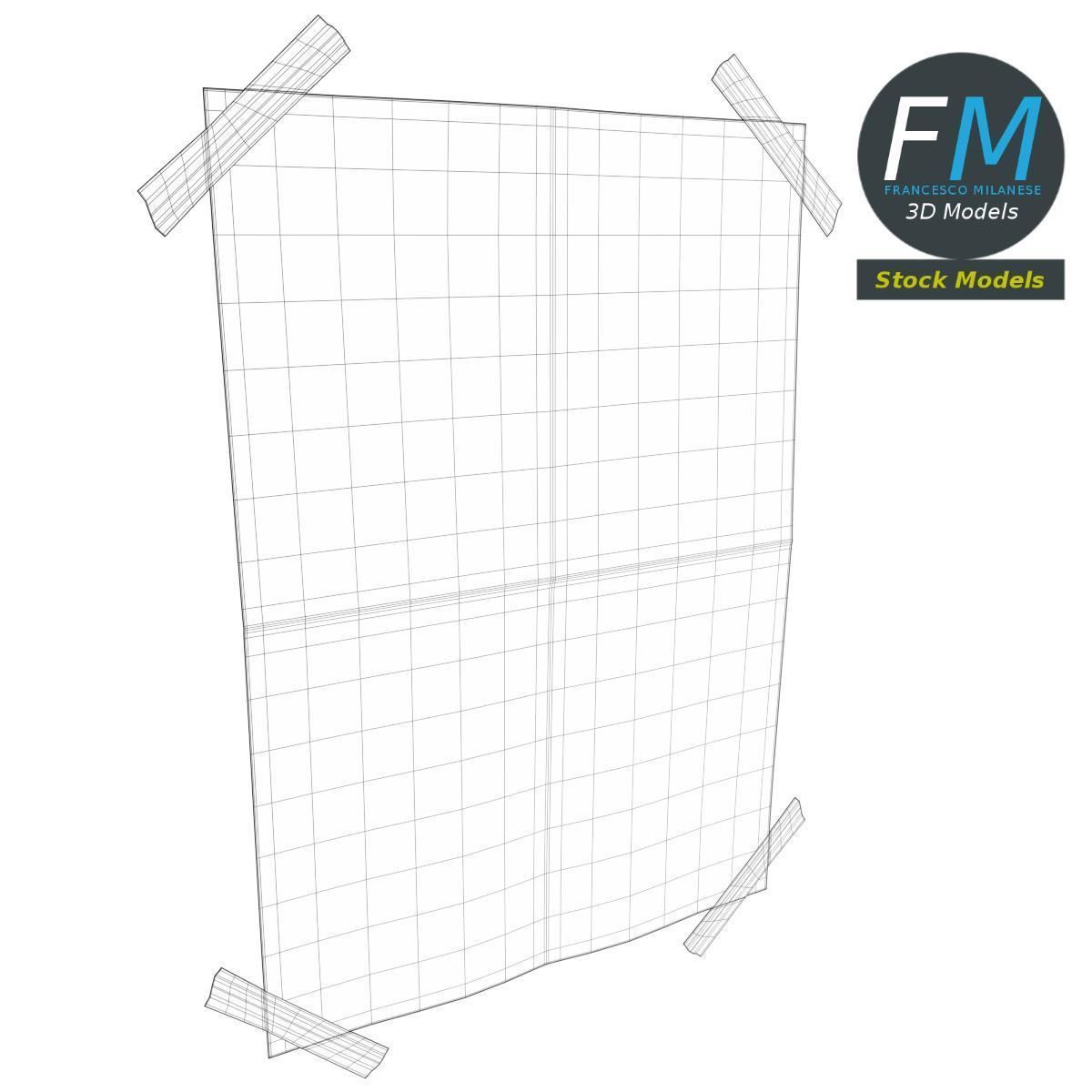 Poster mockup with sticky tape 3D model_7