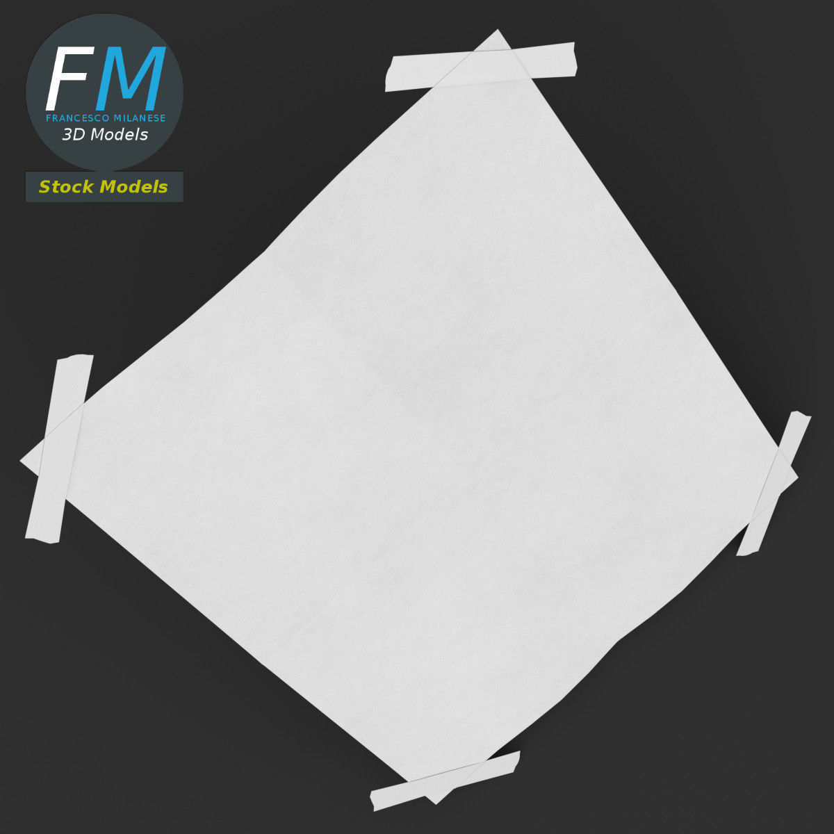 Poster mockup with sticky tape 3D model_6