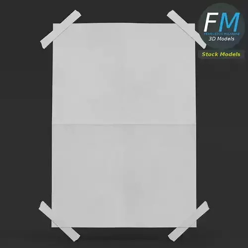 Poster mockup with sticky tape 3D model