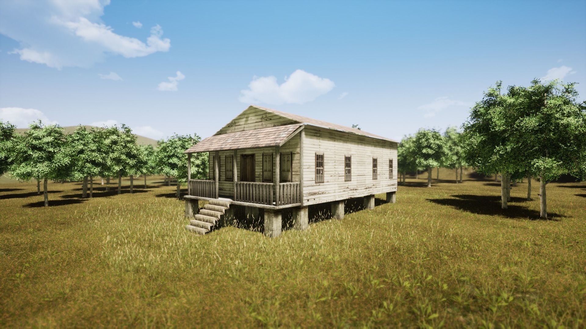 Wooden house New Orleans style PREVIEW Low-poly 3D model_18