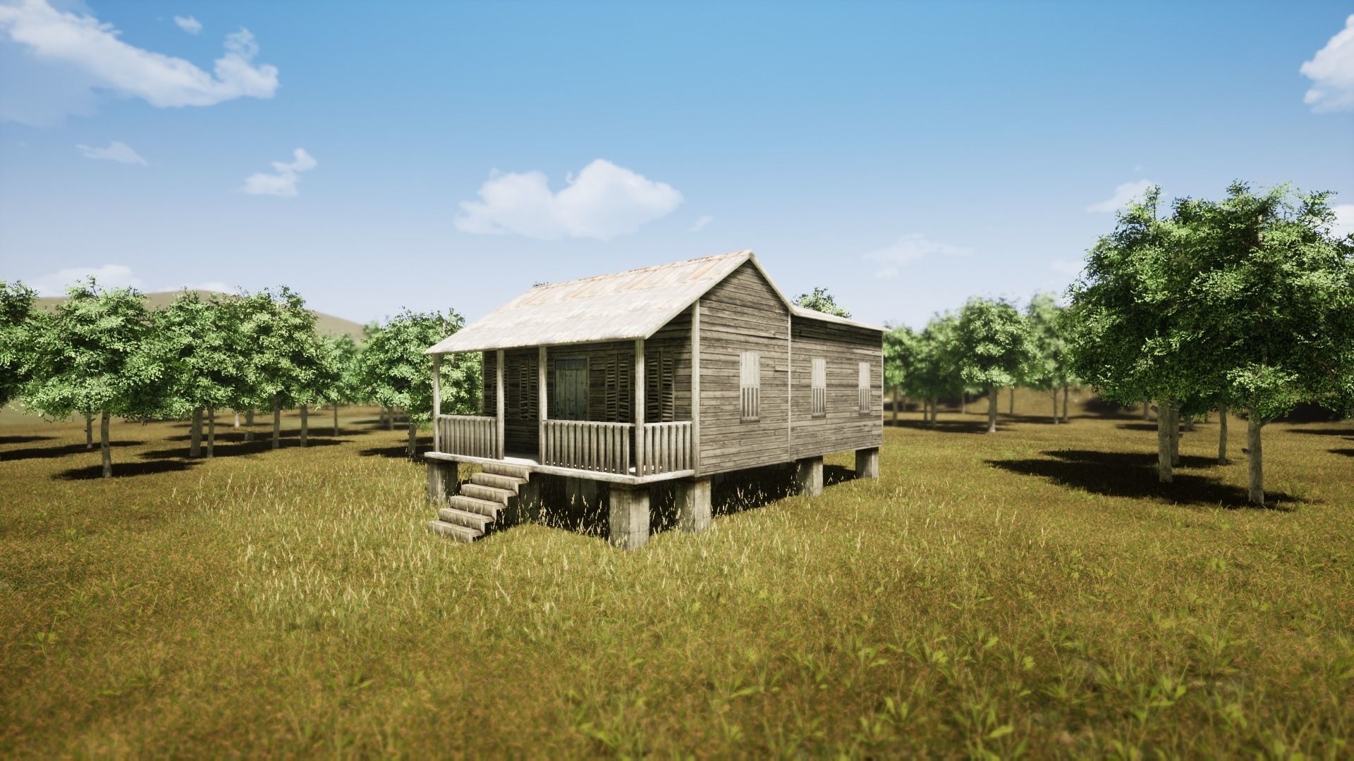 Wooden house New Orleans style PREVIEW Low-poly 3D model_16