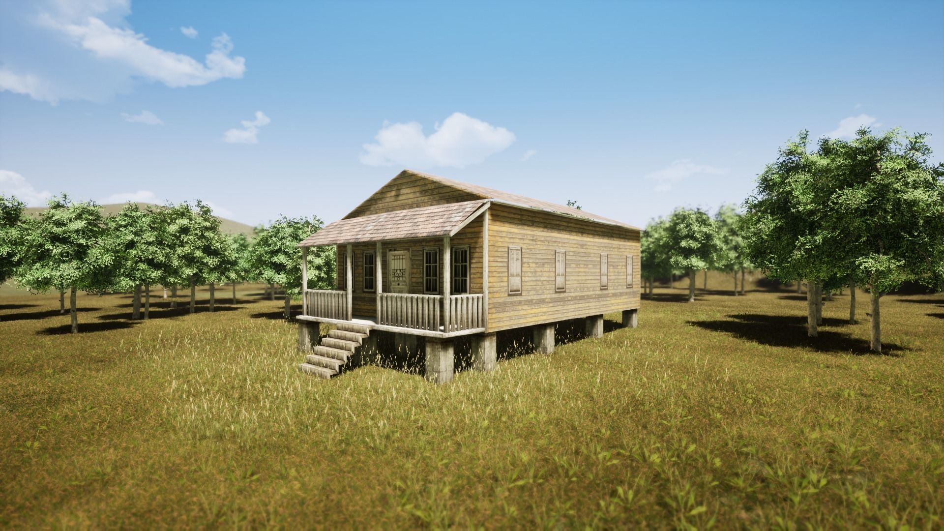 Wooden house New Orleans style PREVIEW Low-poly 3D model_13