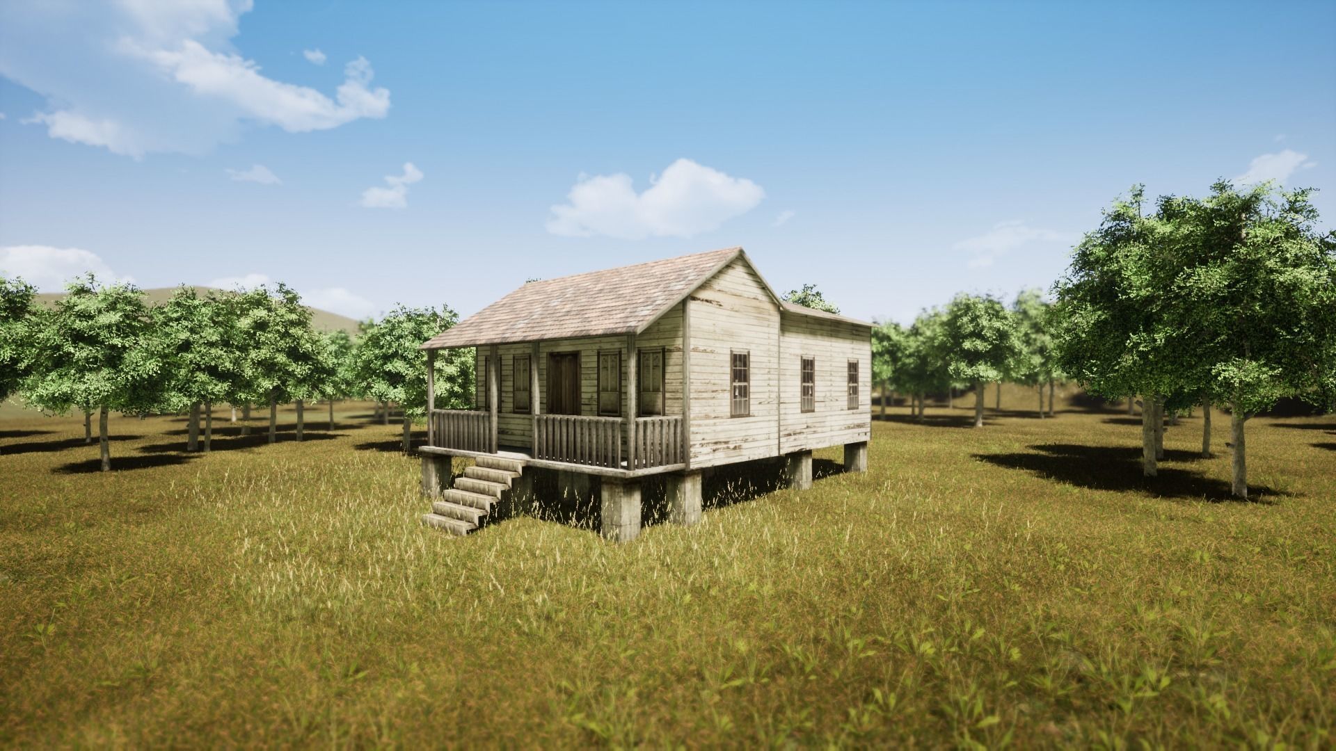 Wooden house New Orleans style PREVIEW Low-poly 3D model_14
