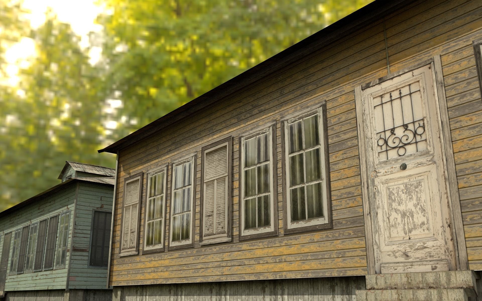 Wooden house New Orleans style PREVIEW Low-poly 3D model_25