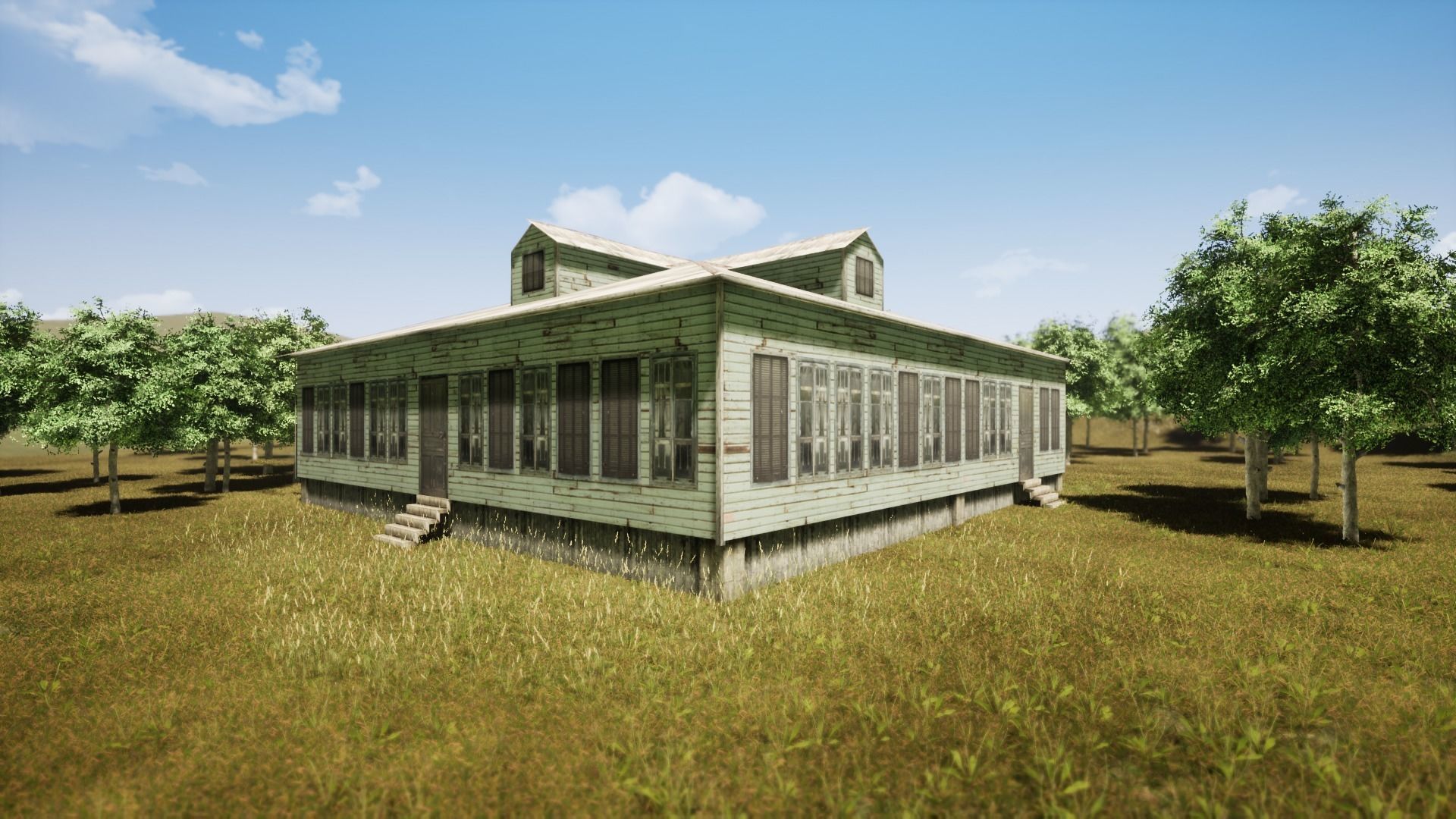 Wooden house New Orleans style PREVIEW Low-poly 3D model_12