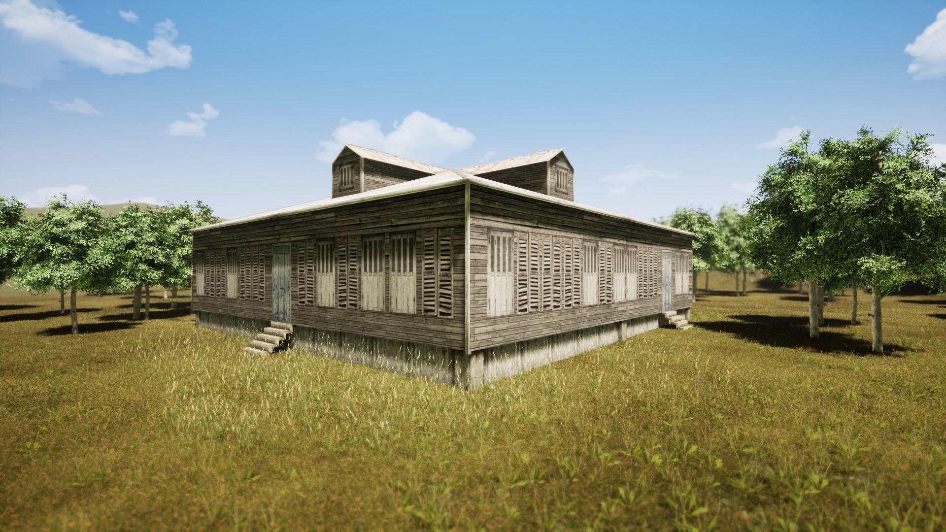 Wooden house New Orleans style PREVIEW Low-poly 3D model_9