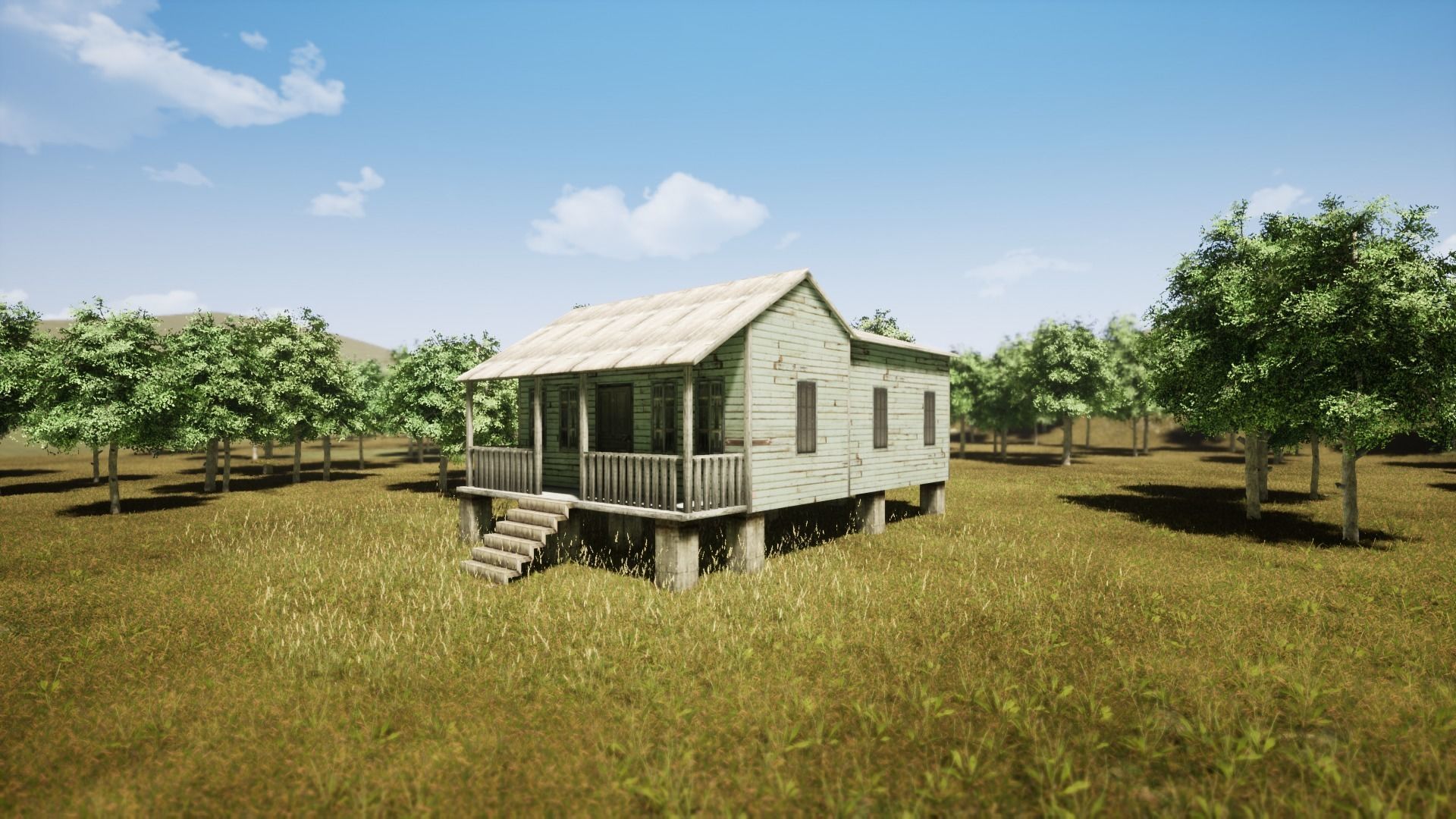 Wooden house New Orleans style PREVIEW Low-poly 3D model_17