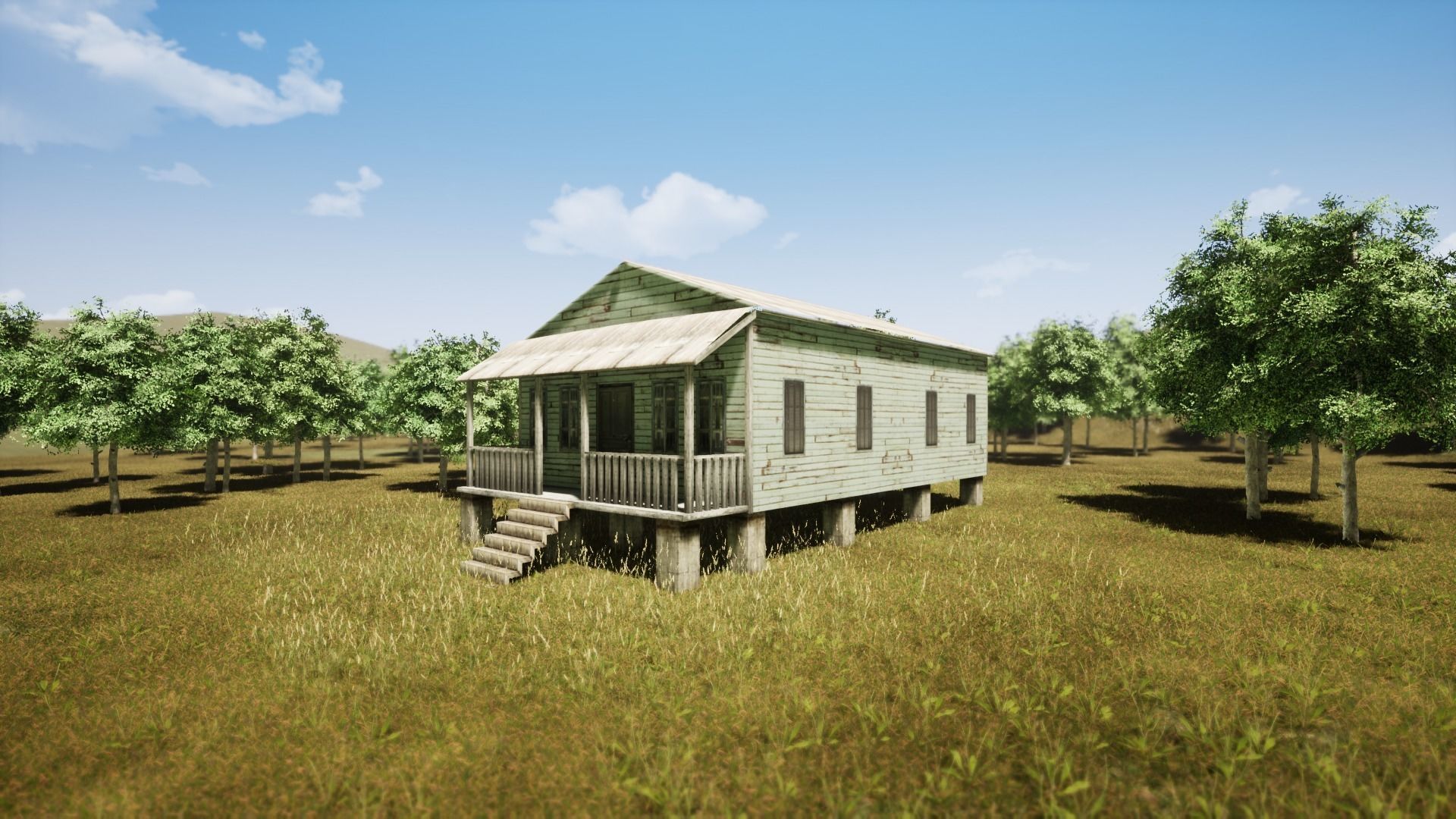 Wooden house New Orleans style PREVIEW Low-poly 3D model_19