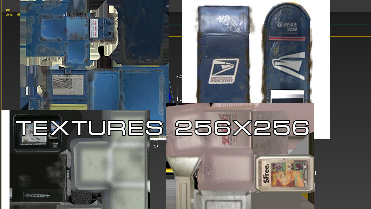 Paperboxes street vending machines Low-poly 3D model_4