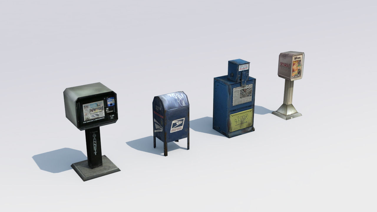 Paperboxes street vending machines Low-poly 3D model_1