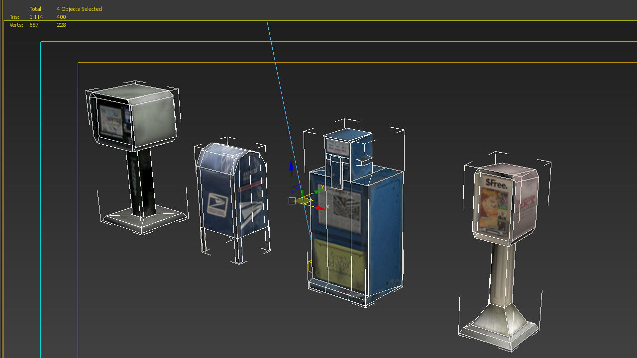 Paperboxes street vending machines Low-poly 3D model_3