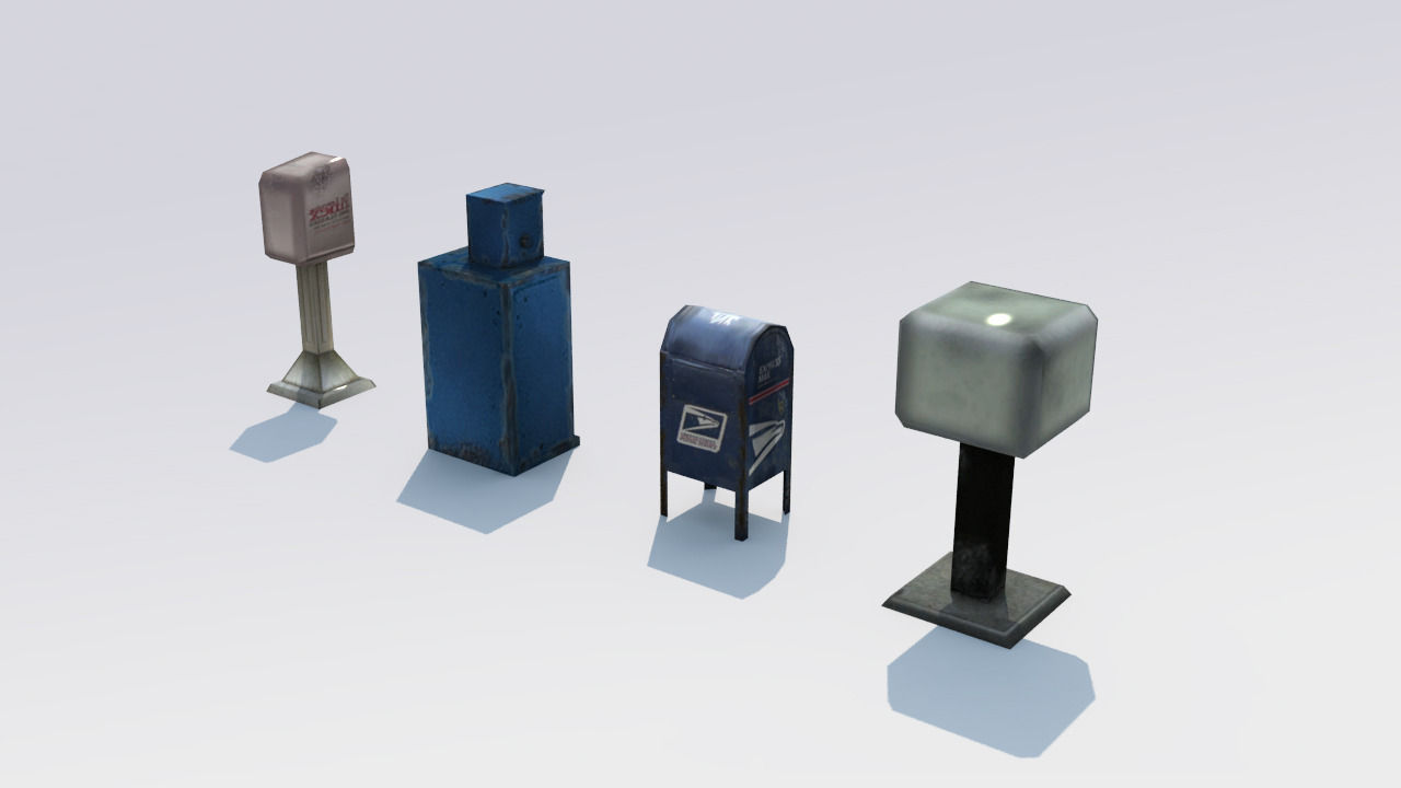 Paperboxes street vending machines Low-poly 3D model_2
