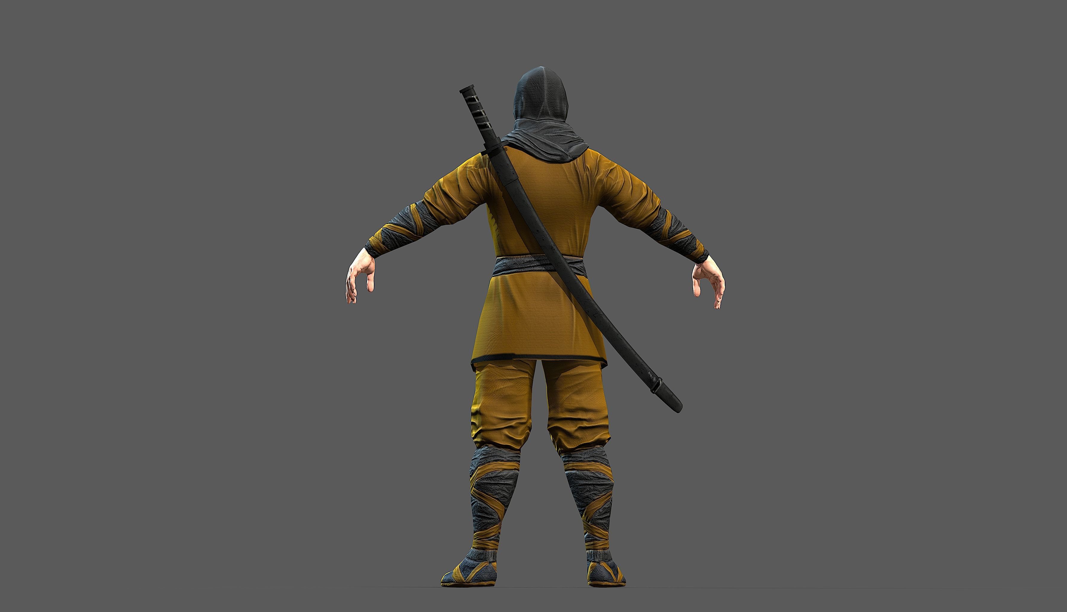 Ninja outfit Low-poly 3D model_40