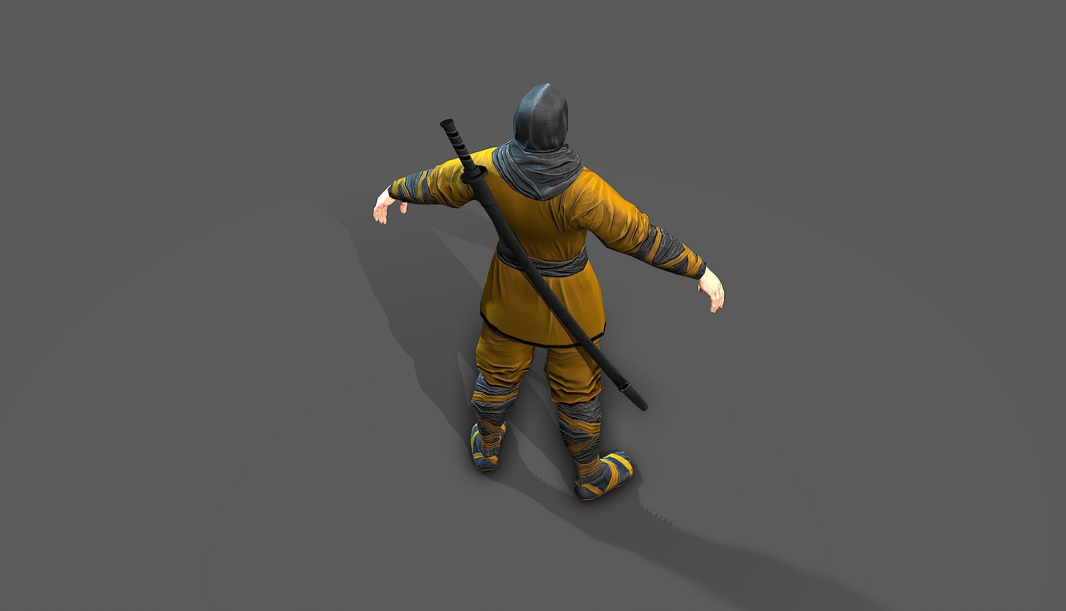 Ninja outfit Low-poly 3D model_25