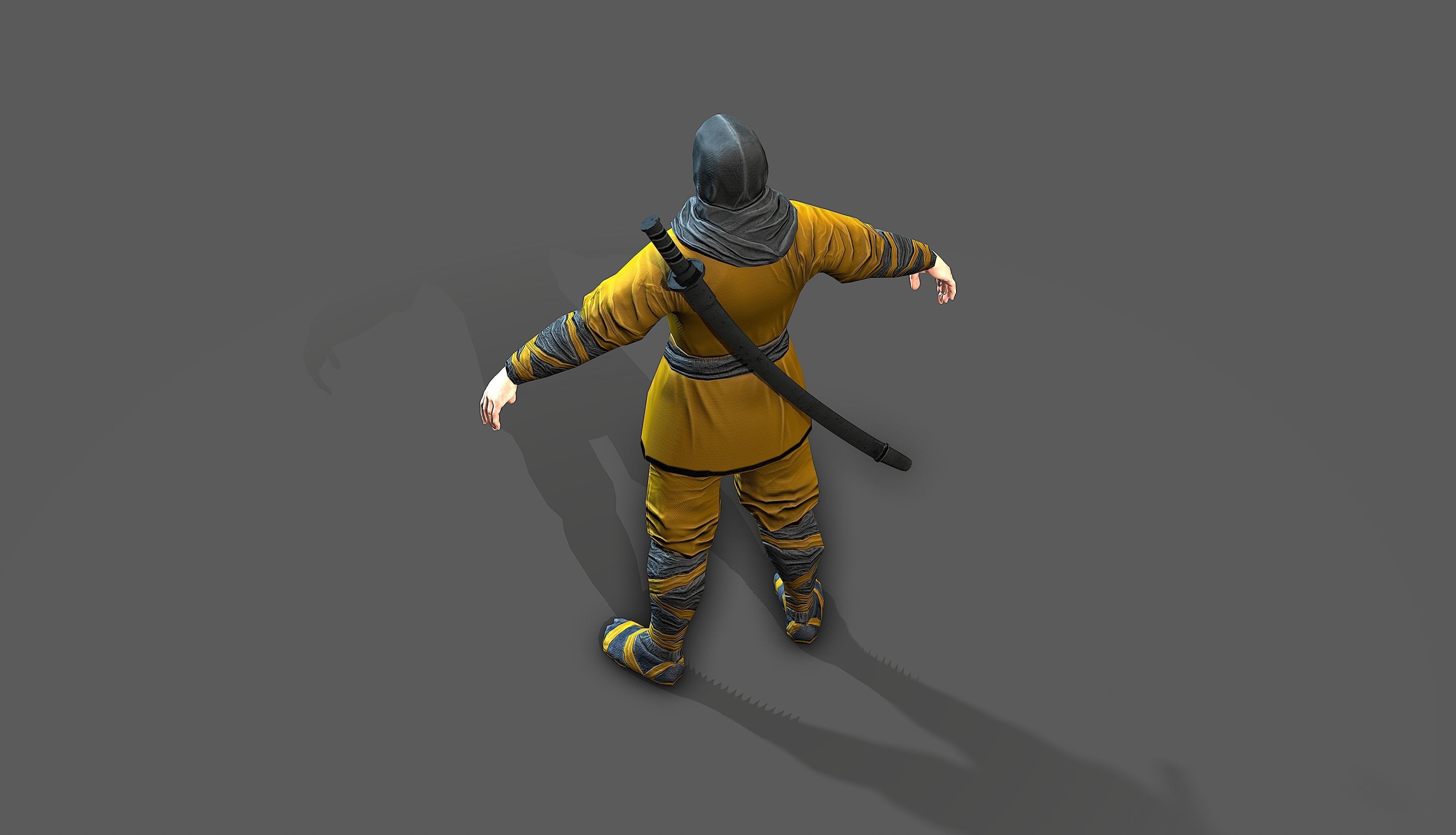 Ninja outfit Low-poly 3D model_27