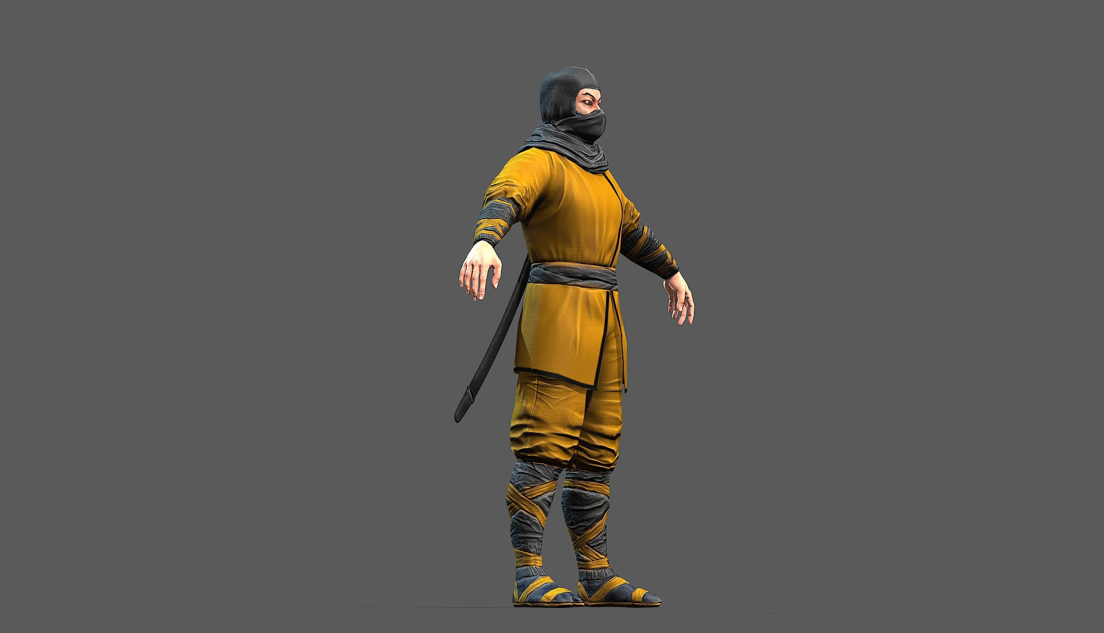 Ninja outfit Low-poly 3D model_35
