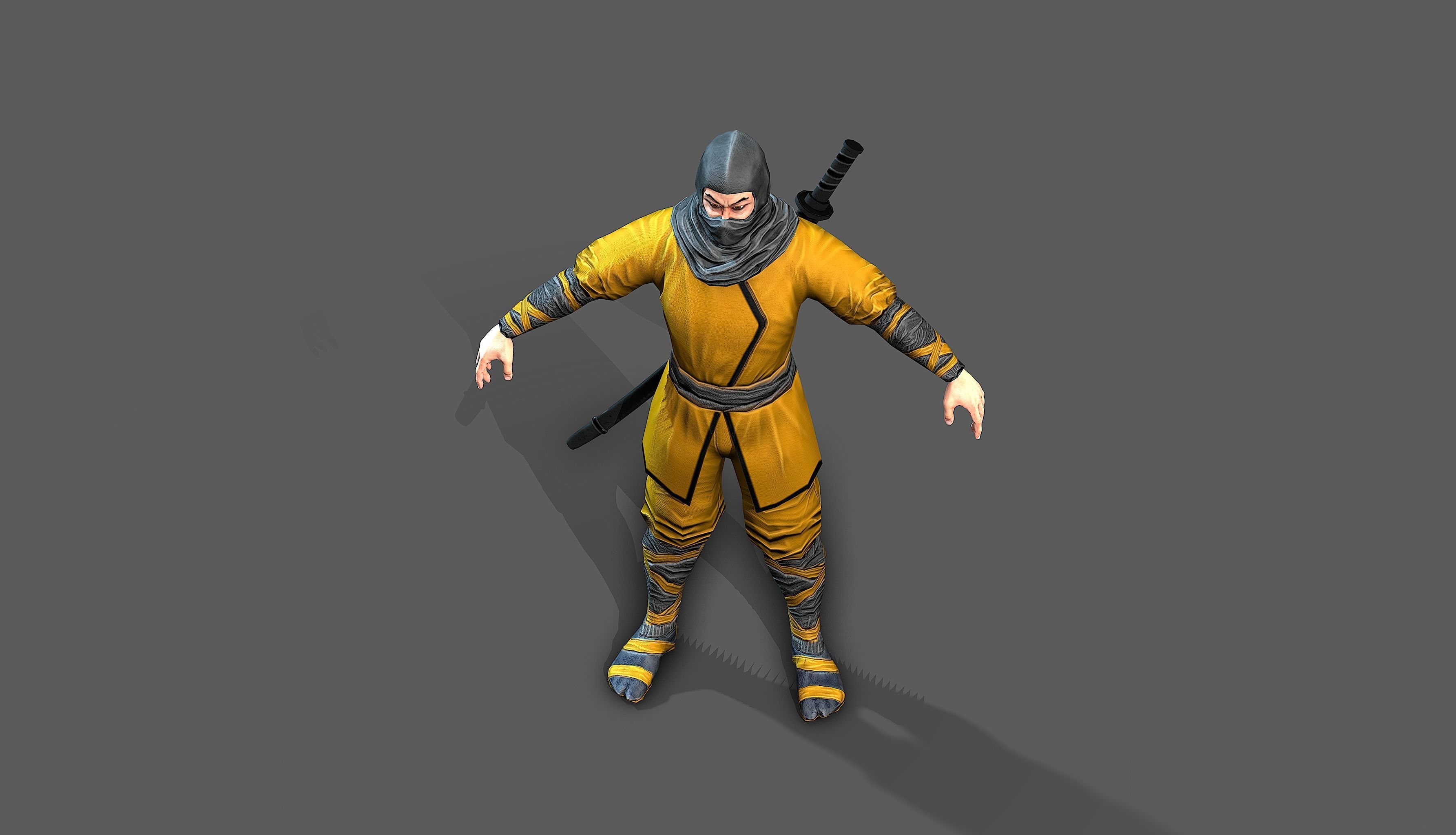 Ninja outfit Low-poly 3D model_32