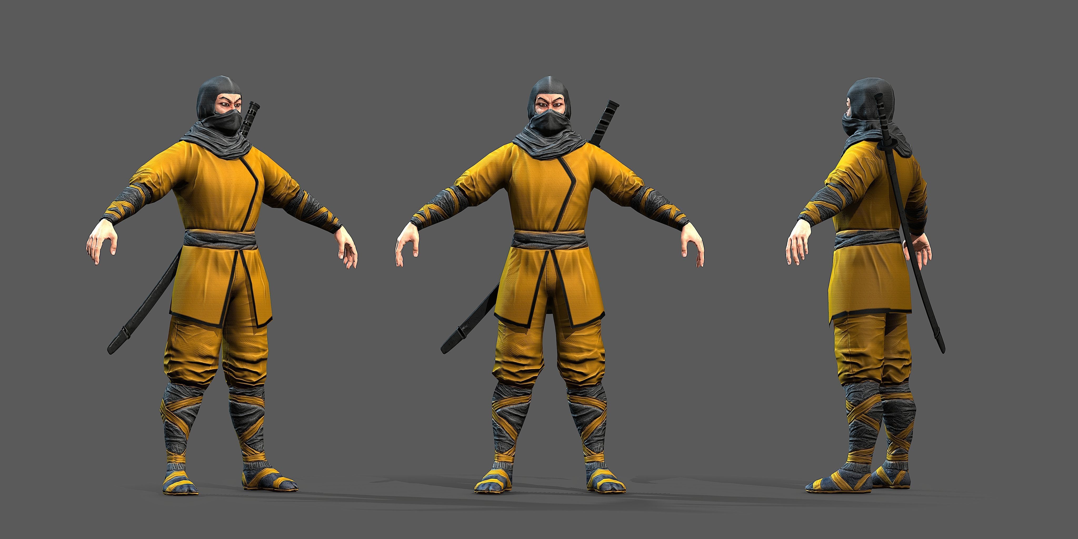 Ninja outfit Low-poly 3D model_1