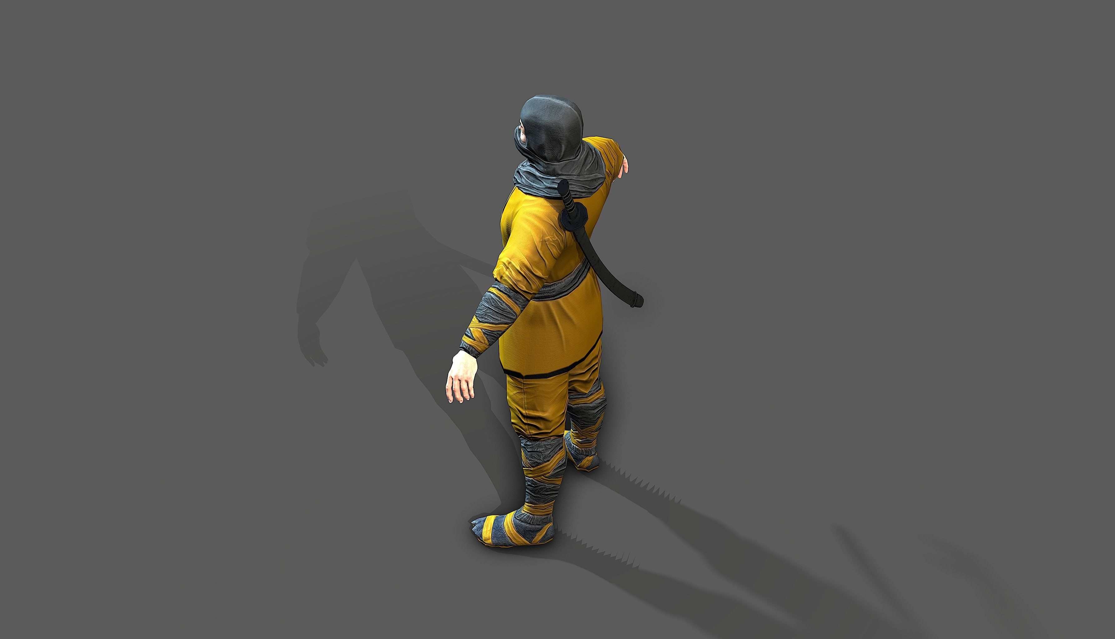 Ninja outfit Low-poly 3D model_29