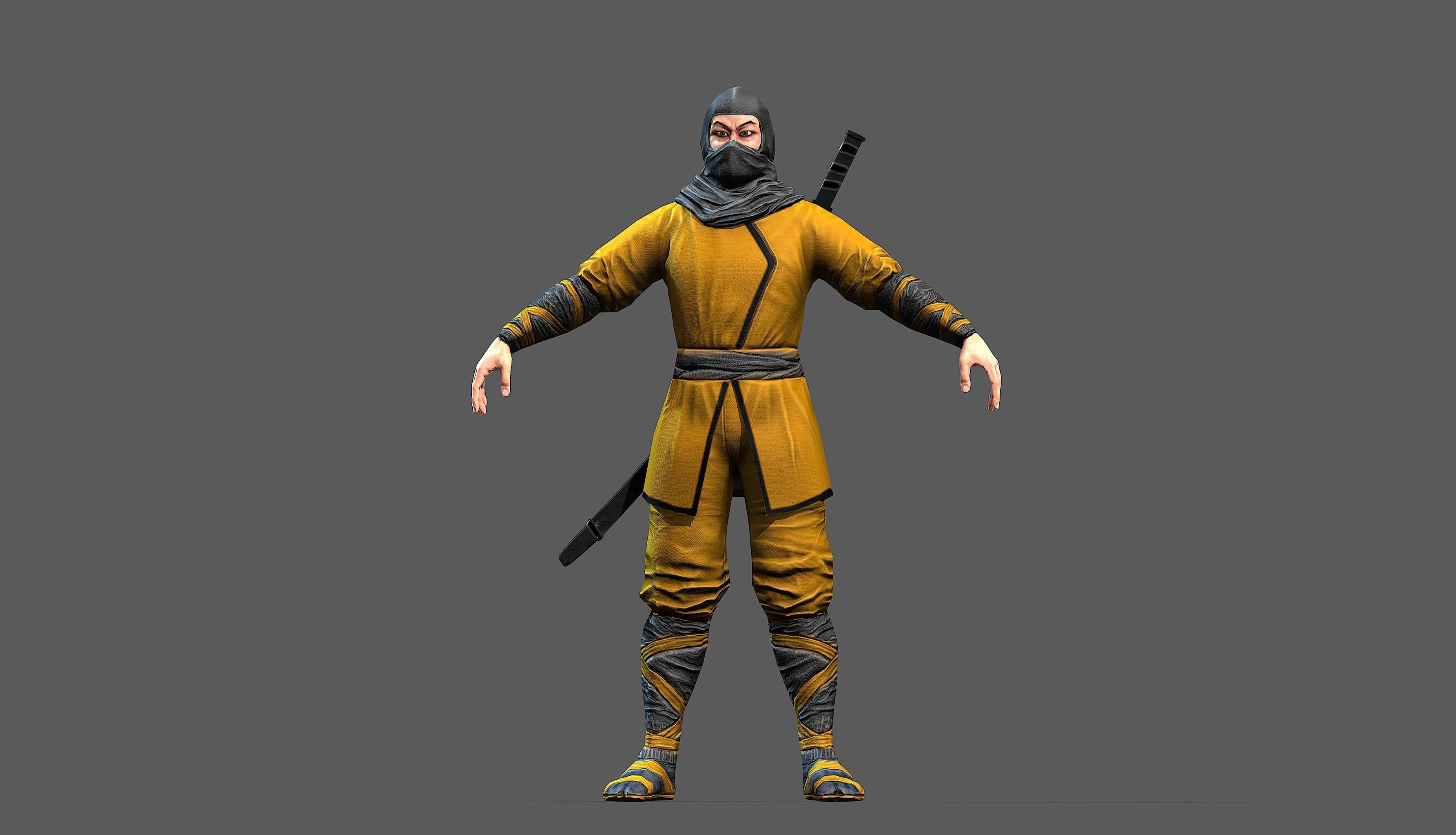 Ninja outfit Low-poly 3D model_44
