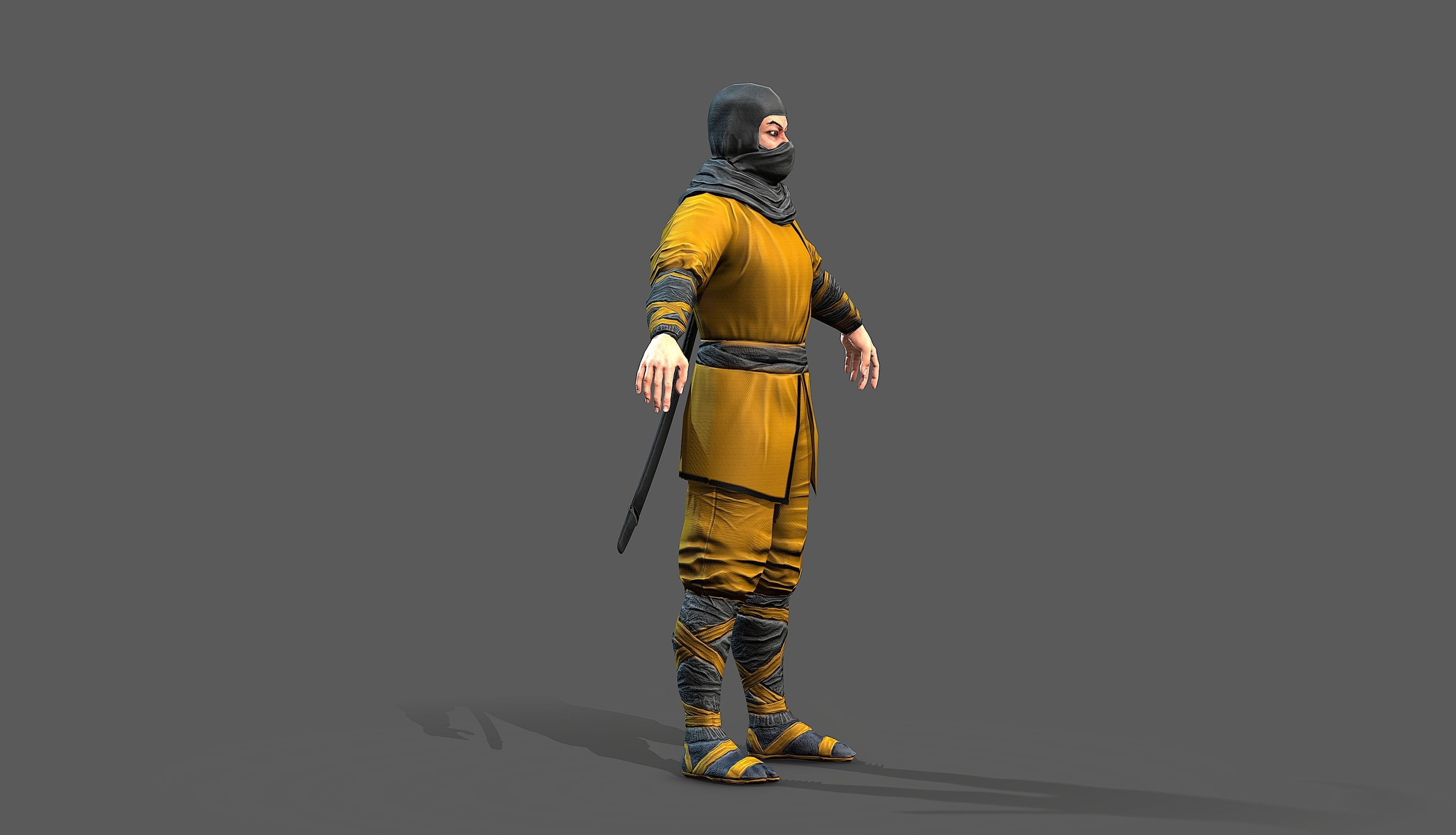 Ninja outfit Low-poly 3D model_8