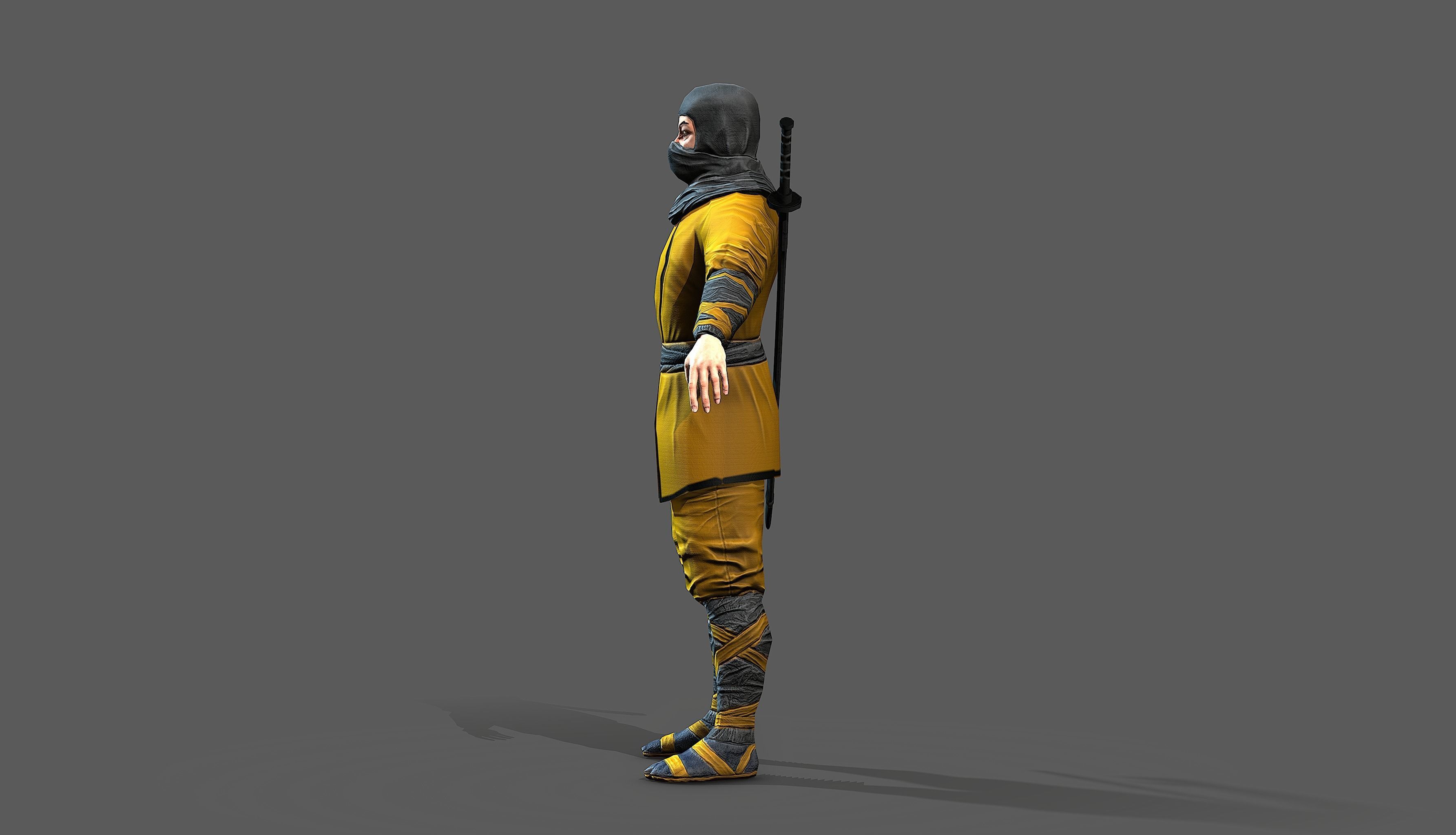 Ninja outfit Low-poly 3D model_16