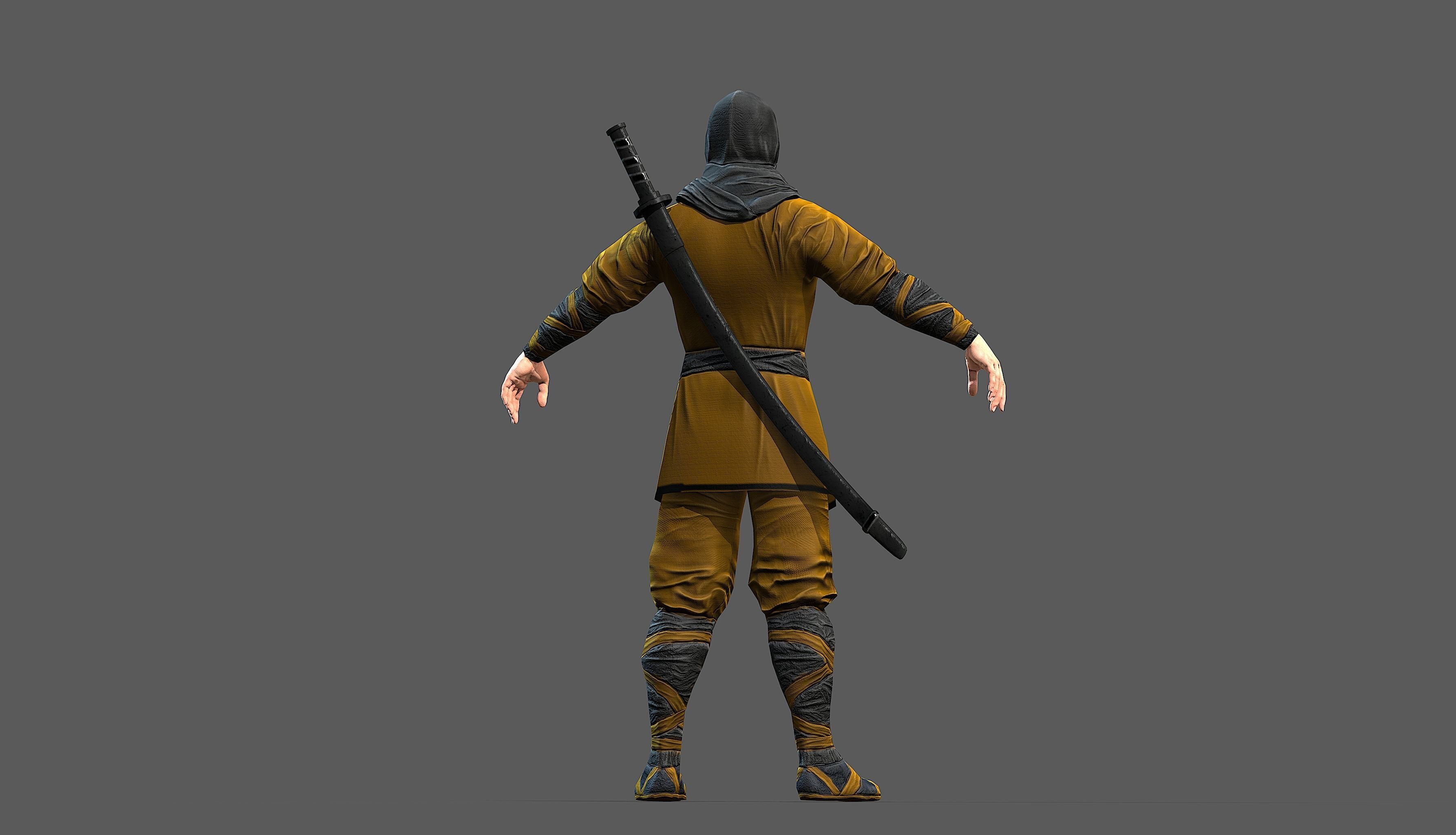 Ninja outfit Low-poly 3D model_39