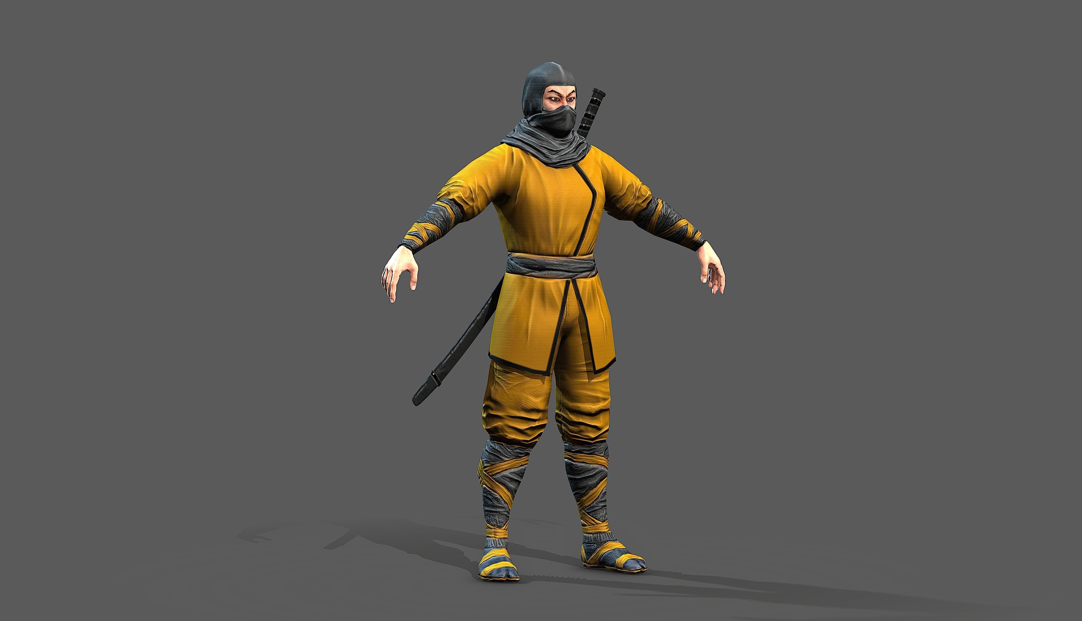Ninja outfit Low-poly 3D model_5