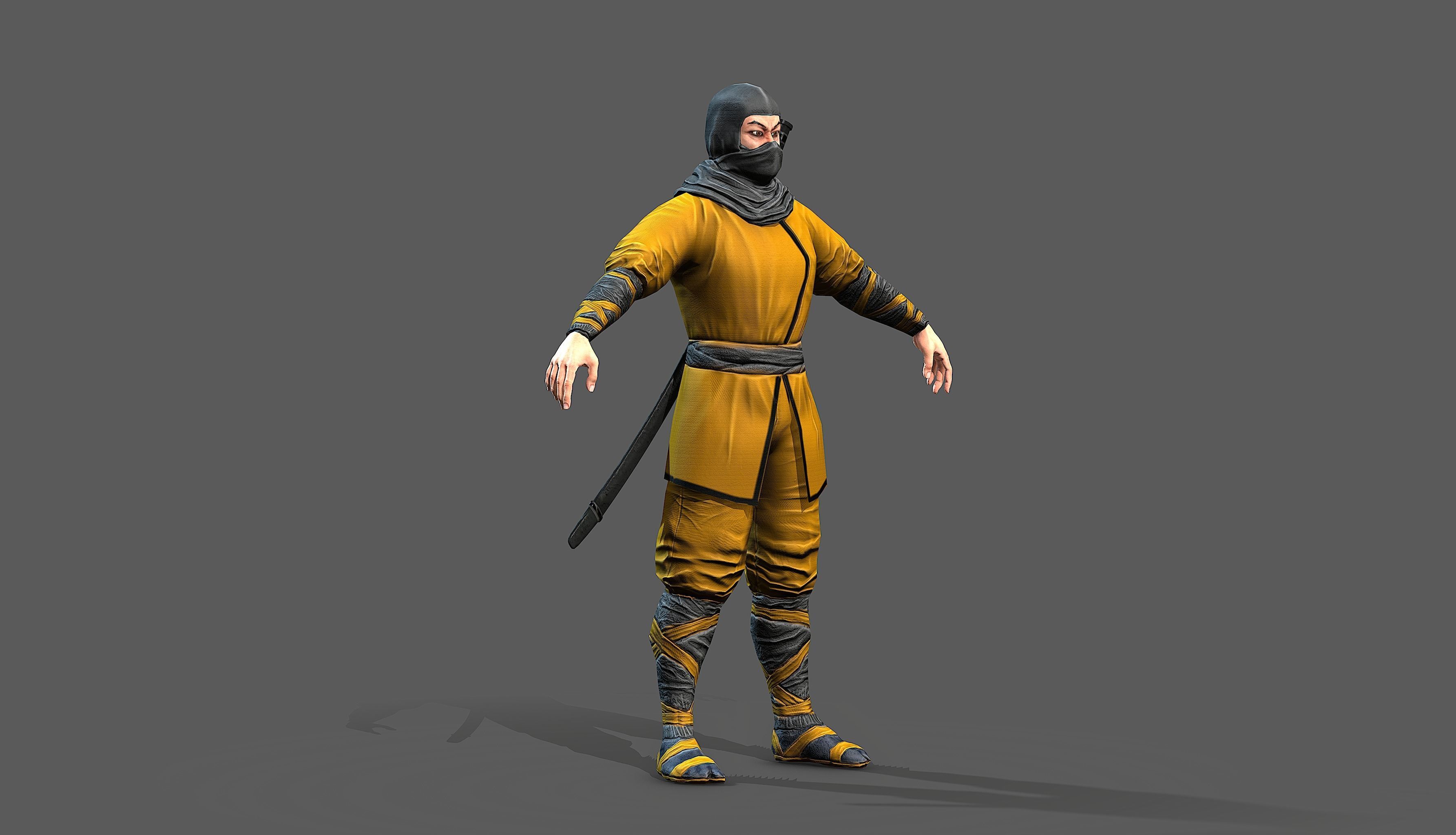 Ninja outfit Low-poly 3D model_6