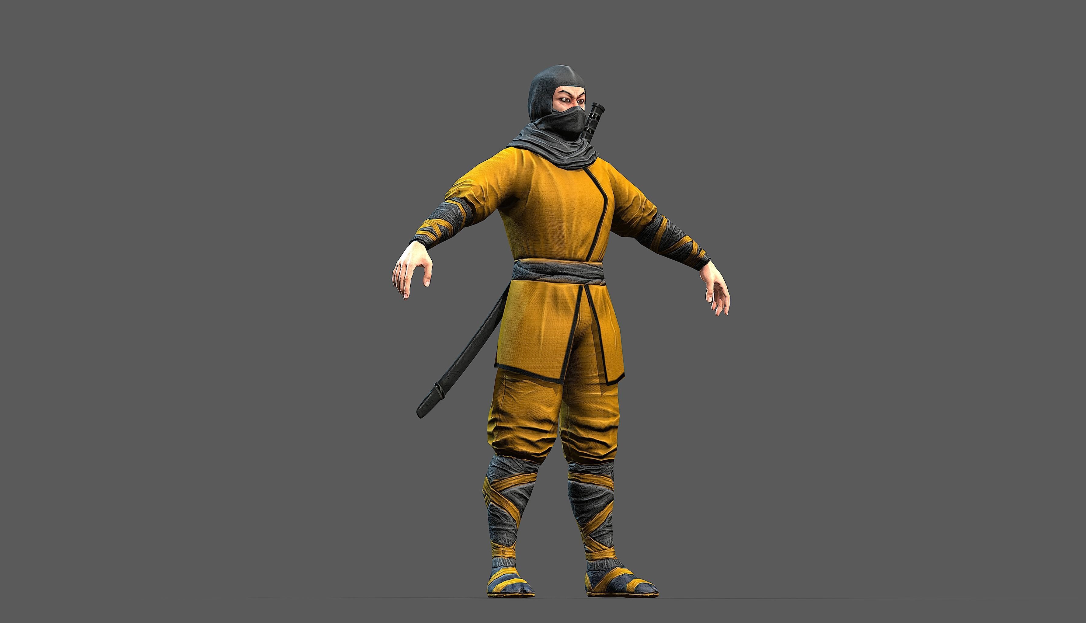 Ninja outfit Low-poly 3D model_34