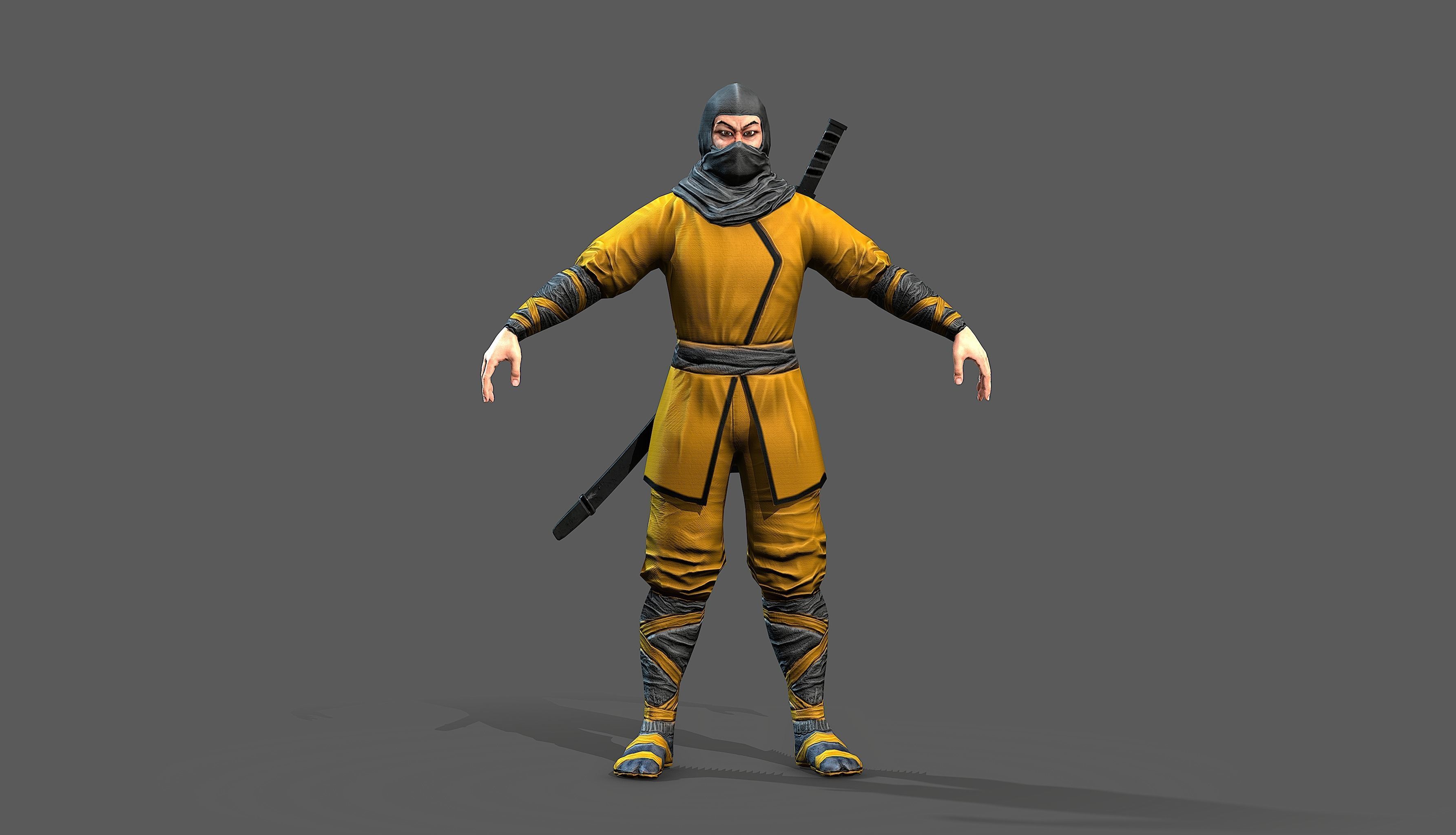 Ninja outfit Low-poly 3D model_4
