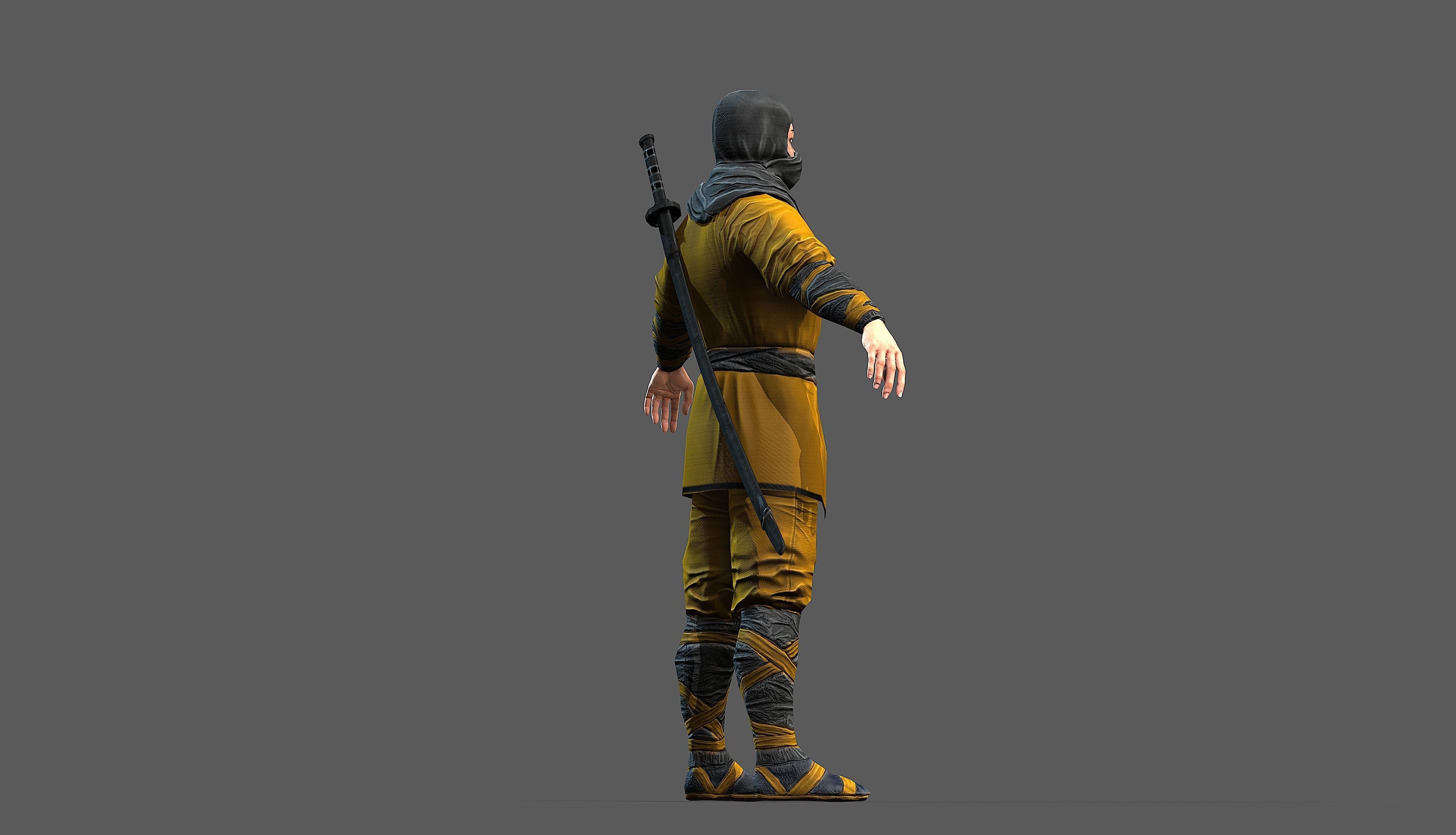 Ninja outfit Low-poly 3D model_37